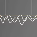 Modern Wave Shaped Chandelier with Metal Frame and White Illuminated Curves