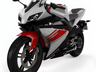 Yamaha Sport Motorcycle Red And White Modern Sleek Body Design 3d model