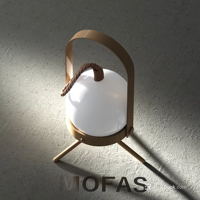 Modern Minimalist Table Lamp With Rope Handle White Shade And Tripod Base 3d model 