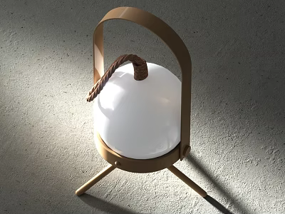 Modern Minimalist Table Lamp With Rope Handle White Shade And Tripod Base 3d model