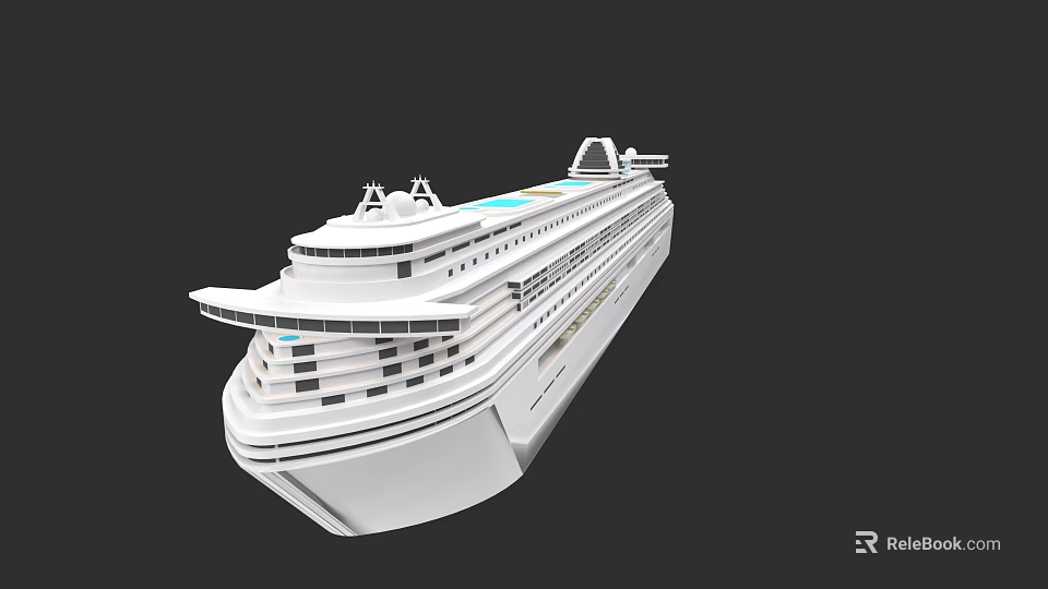 White Large Cruise Ship With Multiple Decks And Upper Deck Open Areas Modern Design 3d model 