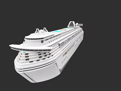 White Large Cruise Ship With Multiple Decks And Upper Deck Open Areas Modern Design 3d model
