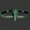 Futuristic Green Cosmic Spaceship 3D Model With Advanced Sleek Transparent Structure