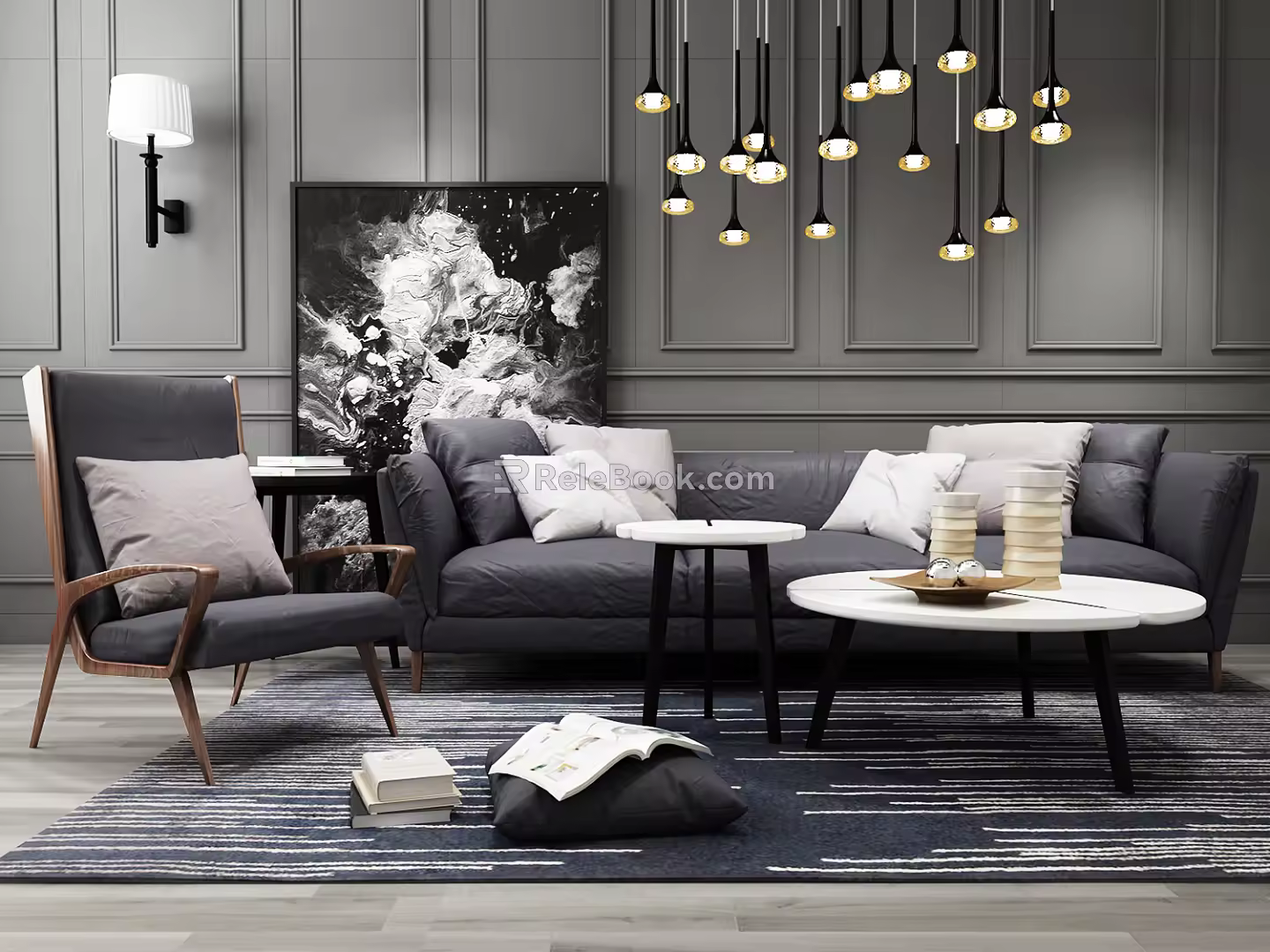 Nordic Sofa Coffee Table Combination Sofa Combination 3d model