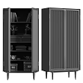 Wooden Display Cabinet Shelves With Glass Doors Storage Books Decorative Items And Organizer Boxes