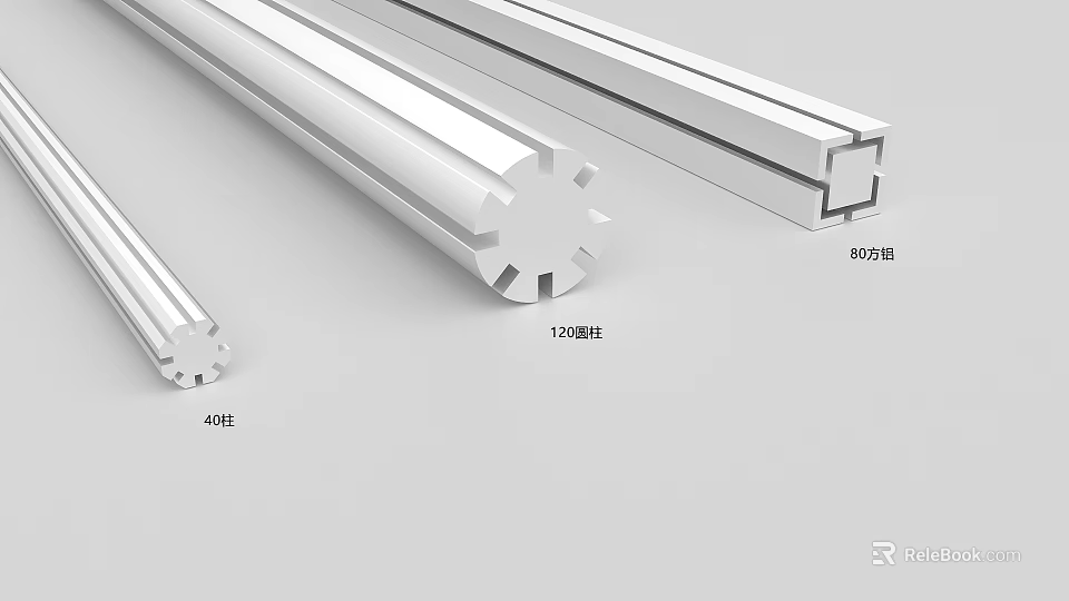 Industrial Aluminum Profiles Display With 4080 1730 And 8016 Types 3d model 