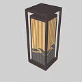 Modern Outdoor Light With Square Wooden Frame And Vertical Striped Panel 3d model