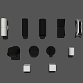 Modern Black and White Wall Lights with Various Designs Mounted on Grey Wall