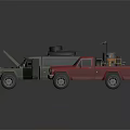 Yellow Green Red Military Vehicle Models With Open Hood And Roof Equipment