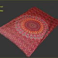 Vibrant Pink Throw Blanket With Intricate Circular Mandala Pattern For Home Decor 3d model