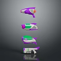 Futuristic Toy Weapons With Purple Green White And Orange Colorful Designs