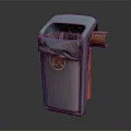 Blue And Gray Trash Can With Open Lid Trash Bag And Circular Logo