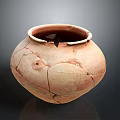 Ancient Terracotta Pottery Jar With Cracked Surface Broken Rim And Handcrafted Texture