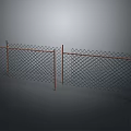 Chain Link Fence Structure With Orange Metal Posts And Mesh Design 3d model