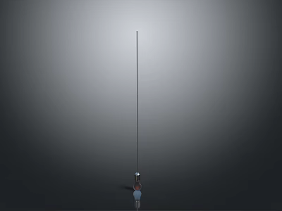 Person Standing Under Tall Vertical Pole Against Gray Background 3d model