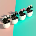Stylish Wireless Earbuds With Pink Ear Tips And White Charging Case Design