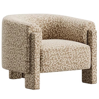 Modern Leopard Print Single Sofa With Sturdy Arms And Block Legs Design 3d model