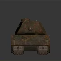 Rusty Tank With Green And Red Rust Patches And Metal Tracks On Dark Background