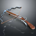 Modern Crossbow Weapon With Metal Frame Wooden Handle And Wavy Edges Design