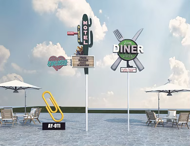 Modern retro billboard commercial advertising light box advertising sign 3d model