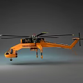 Orange Heavy Lift Helicopter Lifting Large Gray Container for Aerial Transport
