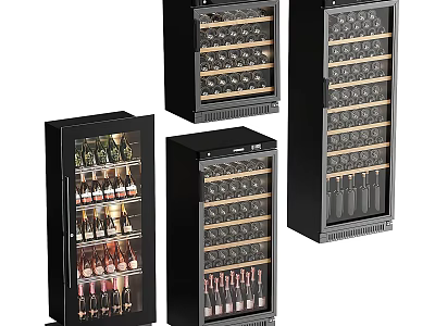 Modern Wine Coolers With Glass Door And Multiple Shelves For Wine Bottle Storage 3d model
