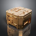 Golden Electronic Device Cube Structure With Detailed Metallic Casing And Internal Components 3d model