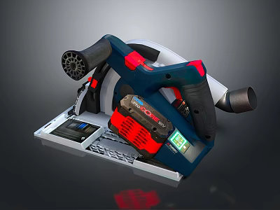 Computerized Circular Saw With Digital Display Blue Red Design Ergonomic Handle And Saw Blade 3d model
