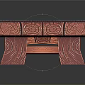 Rustic Red Wooden Bench With Solid Wood Planks And Metal Corner Brackets 3d model
