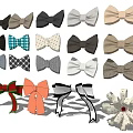 Assorted Bow Tie And Bow Ornament Set With Various Colors Patterns And Styles 3d model