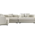 Modern Cream Colored Sectional Sofa With Plush Cushions And Rounded Arms 3d model