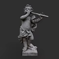 Male Figure Statue Playing Flute With Detailed Clothing And Base Design