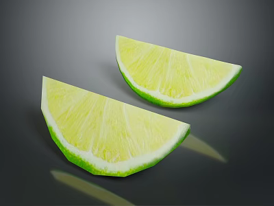 Juicy Fresh Lime Slices With Vibrant Green Color On Dark Background 3d model