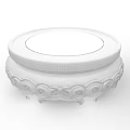 Dark Wood Round Wooden Stand with Carved Patterns and Traditional Design