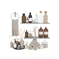 Modern Daily Laundry Products With Various Bottles Rolled Towels And Wheat Decor