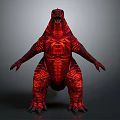 Red Monster Creature With Intricate Texture Scales And Sharp Claws In Standing Pose