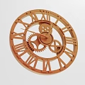 Industrial Equipment Orange Clock With Roman Numerals Gear Mechanism And Metal Frame