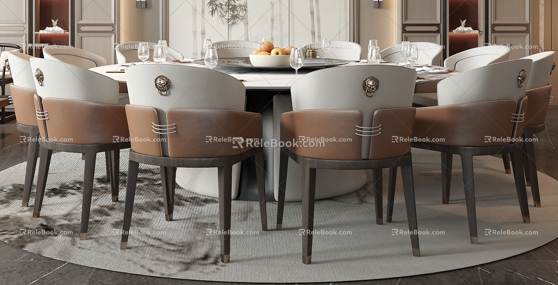 New Chinese Dining Table and Chair Combination Room Dining Table and Chair 3d model