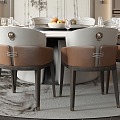 New Chinese Dining Table and Chair Combination Room Dining Table and Chair 3d model