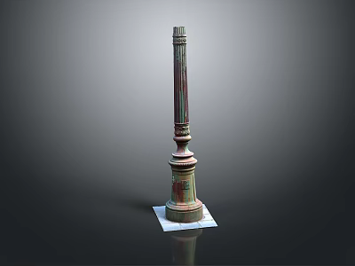 Tall Decorative Column With Fluted Design Ornate Capital And Square Base Details 3d model