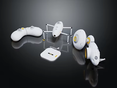 Modern Entertainment Electronics Collection Featuring Game Controllers Cameras Stands And Smart Devices 3d model