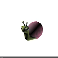 Cute 3D Cartoon Snail With Green Body Pink Shell And Funny Expression