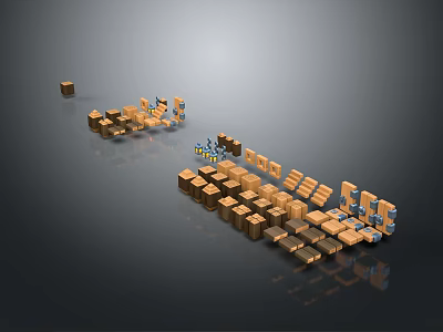 Modern Minimalist Wooden And Stone Block Objects Arranged In Geometric Shapes For Decorative Design 3d model