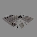 Decorative Ornament Set With Chess Tic Tac Toe Boards And Black White Pieces