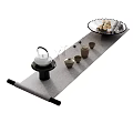 Traditional Tea Set With Teapot Teacups And Tray Arranged On Mat