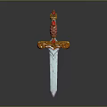 Ornate Sword Design With Golden Decorations Red Gemstones And Crown Top