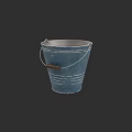 Blue Metal Kitchen Bucket With Wooden Handle And Rustic Design For Home Use