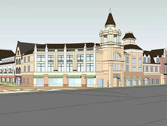 European commercial street 3d model