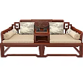 Traditional Luohan Bed With Wooden Frame Carved Design Cushioned Seats And Tea Table