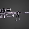 Modern Sniper Rifle With High Power Scope Wooden Stock Magazine And Bipod